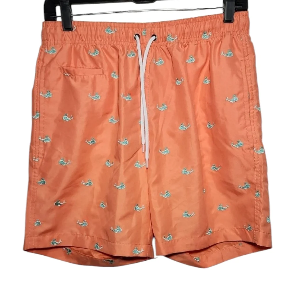 Surf Style‎ Men Swim Shorts Trunks Orange Color Embroidered Size S  NWT